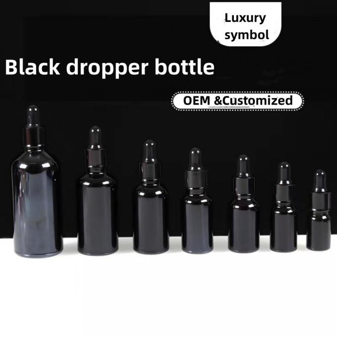 Wholesale Cheap Essential Oil Package 5ml 10ml 15ml 20ml 30ml 50ml Black Glass Dropper Bottle with Childproof Cap