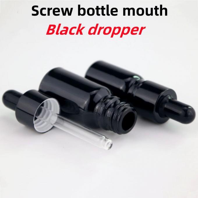 Wholesale Cheap Essential Oil Package 5ml 10ml 15ml 20ml 30ml 50ml Black Glass Dropper Bottle with Childproof Cap