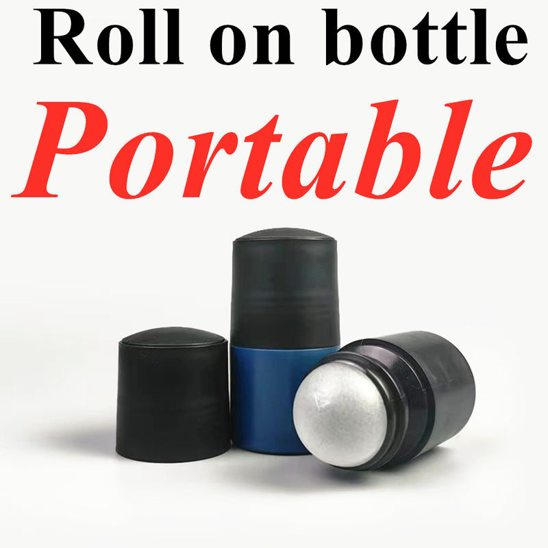 50 ml Siyah Boş HDPE plastik rulo topu Deodorant üzerine plastik rulo Siyah kapağı olan antiperspirant şişe