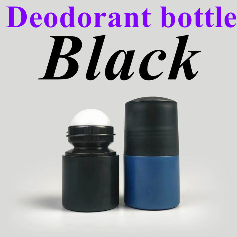 50 ml Siyah Boş HDPE plastik rulo topu Deodorant üzerine plastik rulo Siyah kapağı olan antiperspirant şişe