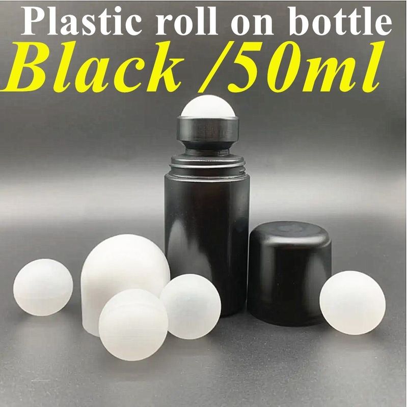 50 ml Siyah Boş HDPE plastik rulo topu Deodorant üzerine plastik rulo Siyah kapağı olan antiperspirant şişe