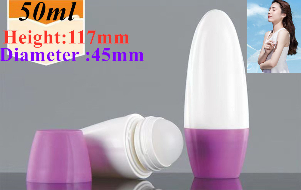 HDPE 30ml 50ml 60ml Silindirik Yuvarlak Rol Şişe üzerinde Plastik Rulo Deodorant şişe Plastik Rol topu ile konteyner