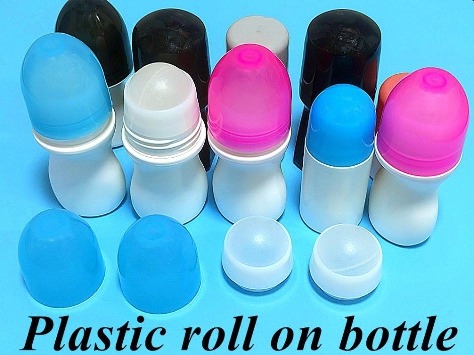 HDPE 30ml 50ml 60ml 100ml plastik rulo beyaz silindirli yuvarlak rulo şişe rulo toplu deodorant konteyneri