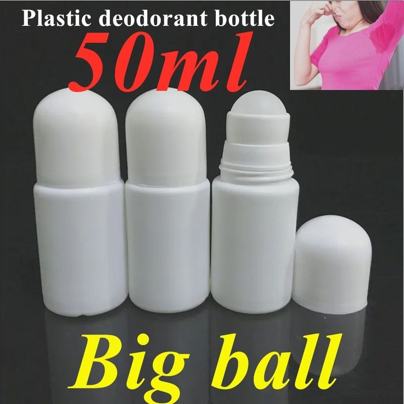 HDPE 30ml 50ml 60ml 100ml plastik rulo beyaz silindirli yuvarlak rulo şişe rulo toplu deodorant konteyneri