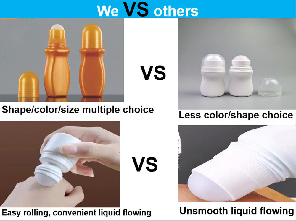 30 ml 50 ml HDPE güneş koruyucu vücut bakımı boş uçucu yağ Plastik deodorant şişesi vücut kokusu için rulo topu
