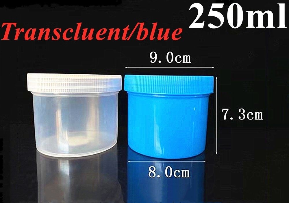 100ml 150ml 250ml 500ml PP Kozmetik Kavanoz Şeffaf mavi 16oz Plastik merhem Kozmetik Kaplar