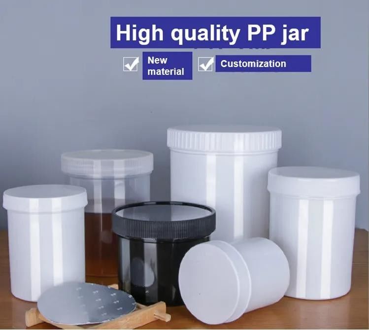 SGS 100ml 250ml 500ml 1000ml PP Kozmetik Kavanoz Kozmetik Örnek Kaplar Merhem Kavanoz Döşeme Kapalı