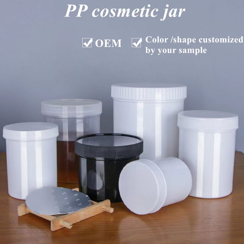 Geniş Ağız 150ml 250ml 500ml 1000ml PP Plastik Kavanoz Kozmetik Ambalaj Saç Balmumu Vücut Kozmetik Kavanoz Makyaj Kavanozu
