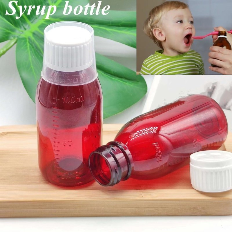 3oz 4oz 5oz Boş Yuvarlak Plastik Şurup Şişe İlaç Kullanımı Evcil hayvanlar için Tıbbi Paket Öksürük Şurup Şişesi vida kapağı ile