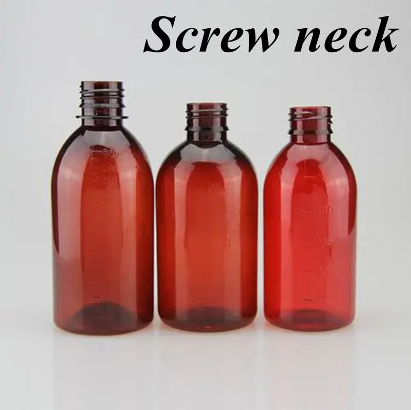 100ml 120ml 150ml 200ml Amber Round Farmasötik Evcil hayvanlar için oral sıvı Öksürük Şurubu PP vida kapağı olan plastik şişe