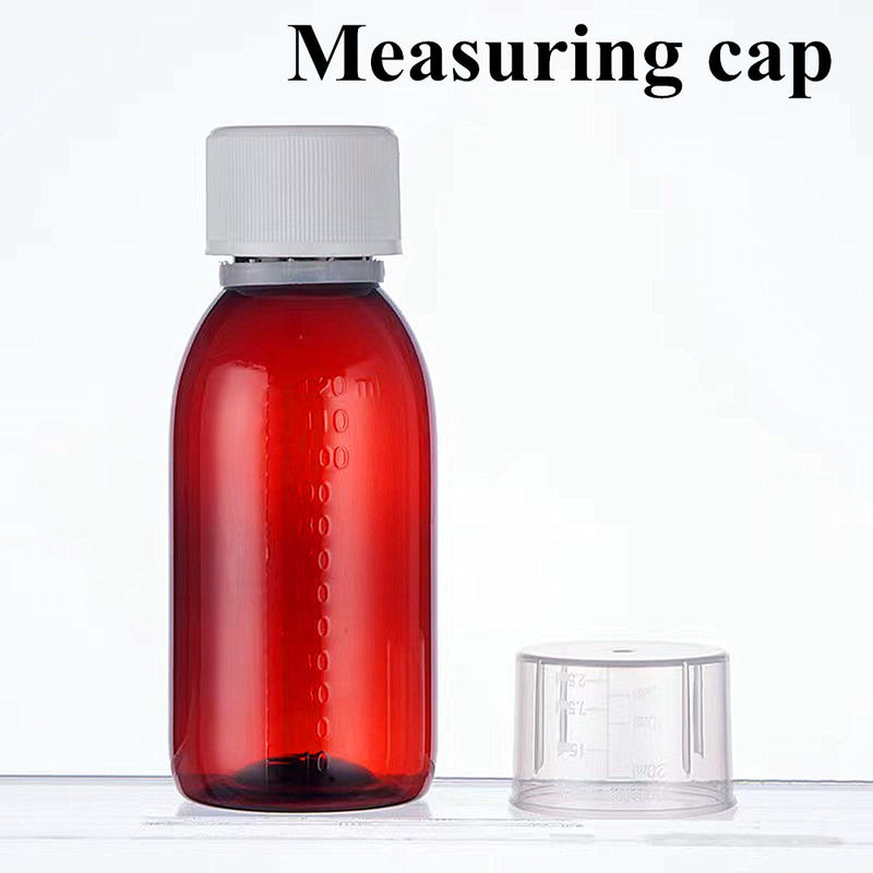 100ml 120ml 150ml 200ml Amber Round Farmasötik Evcil hayvanlar için oral sıvı Öksürük Şurubu PP vida kapağı olan plastik şişe