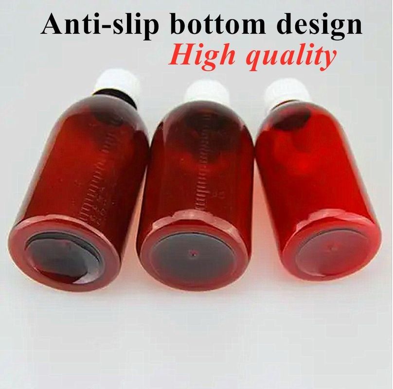 100ml 120ml 150ml 200L Özel Boş Plastik Amber Şurubu Şişe Oral Sıvı Tıbbı Evcil Hayvanlar İçeriği Öksürük Şurubu Şişe