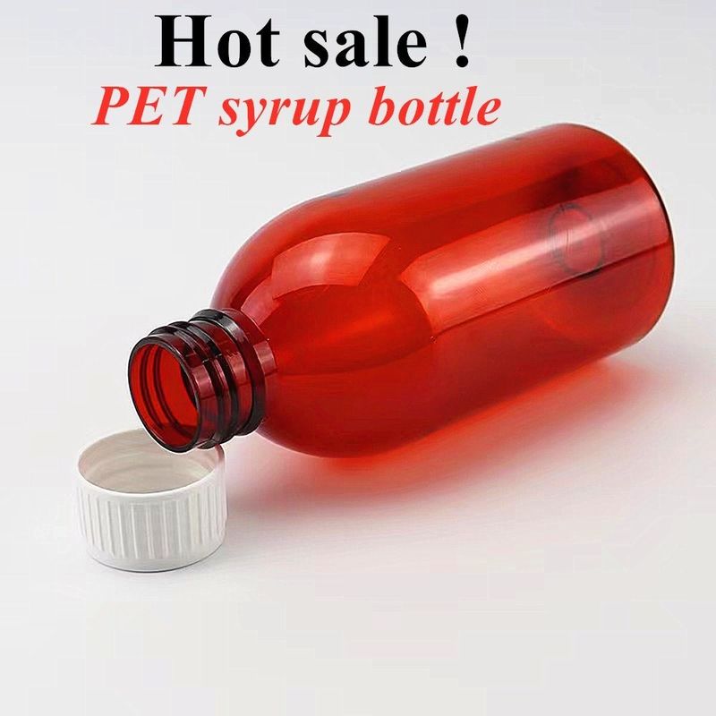 100 ml 120 ml 150 ml Kahverengi Plastik İlaç Şişesi Evcil hayvan Boş Yuvarlak Oral Sıvı Evcil hayvan Plastik Öksürük Şurubu Şişe