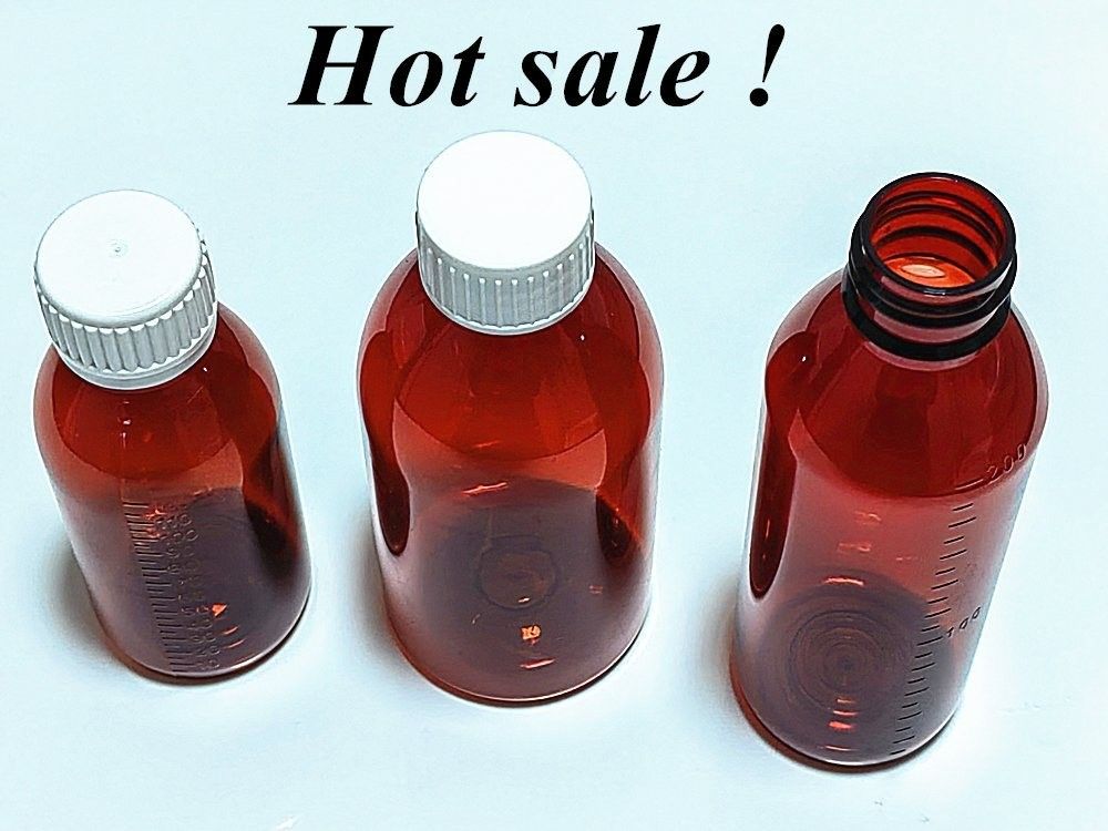 100 ml 120 ml 150 ml Kahverengi Plastik İlaç Şişesi Evcil hayvan Boş Yuvarlak Oral Sıvı Evcil hayvan Plastik Öksürük Şurubu Şişe
