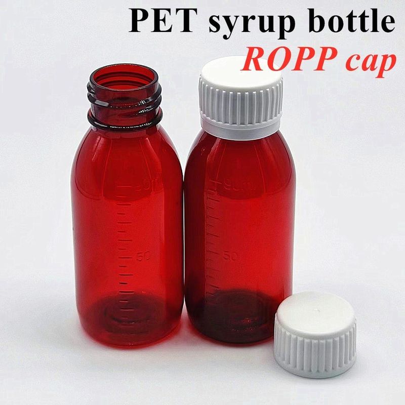 100 ml 120 ml 150 ml Kahverengi Plastik İlaç Şişesi Evcil hayvan Boş Yuvarlak Oral Sıvı Evcil hayvan Plastik Öksürük Şurubu Şişe