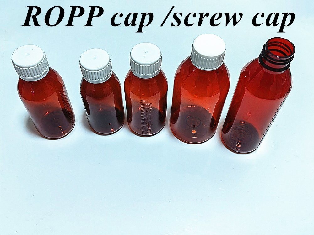 100 ml 120 ml 150 ml Ample Pet Red Container Öksürük Şurubu Şişe İlaç oral sıvı kahverengi Plastik şişeler