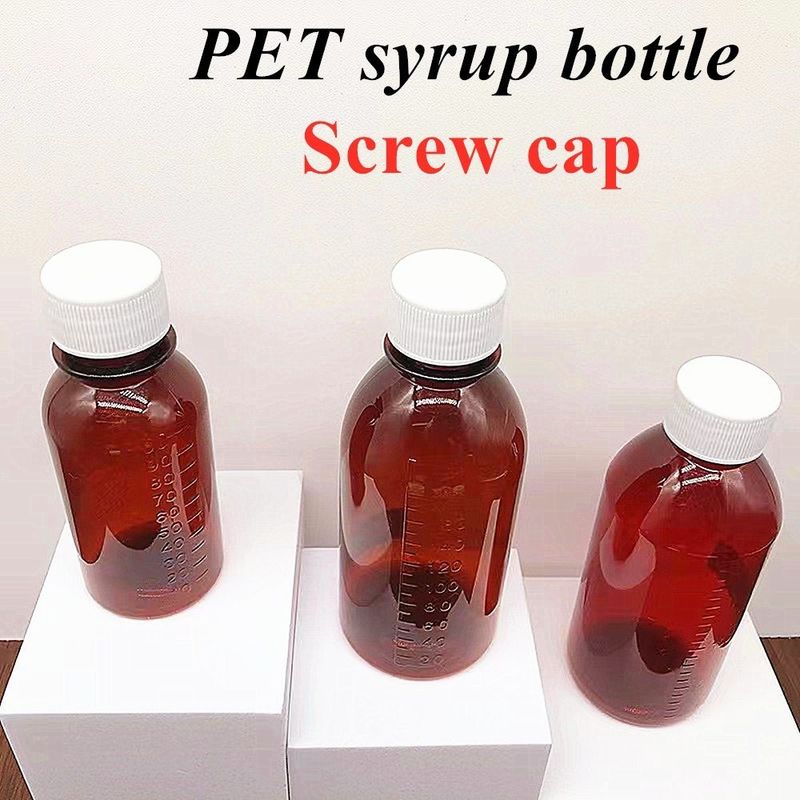 3oz 4oz 5oz Pet Boş Öksürük Şurubu şişe oral Sıvı süspansiyon tozu Dönüştürülemez Kapaklı Plastik şişe