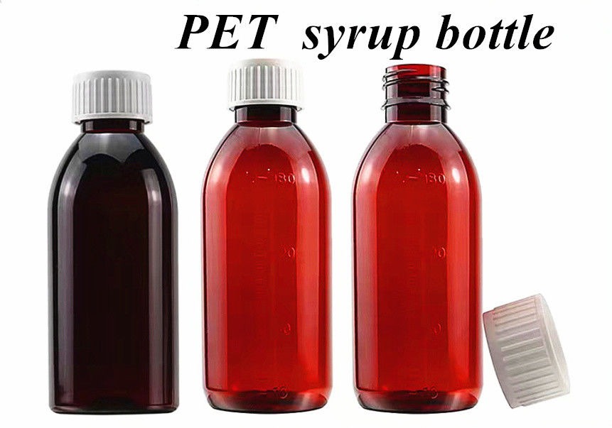 3oz 4oz 5oz Pet İlaç Kapı Amber Yuvarlak İlaç Tıbbi İlaç Oral Sıvı Şuruba Şişe