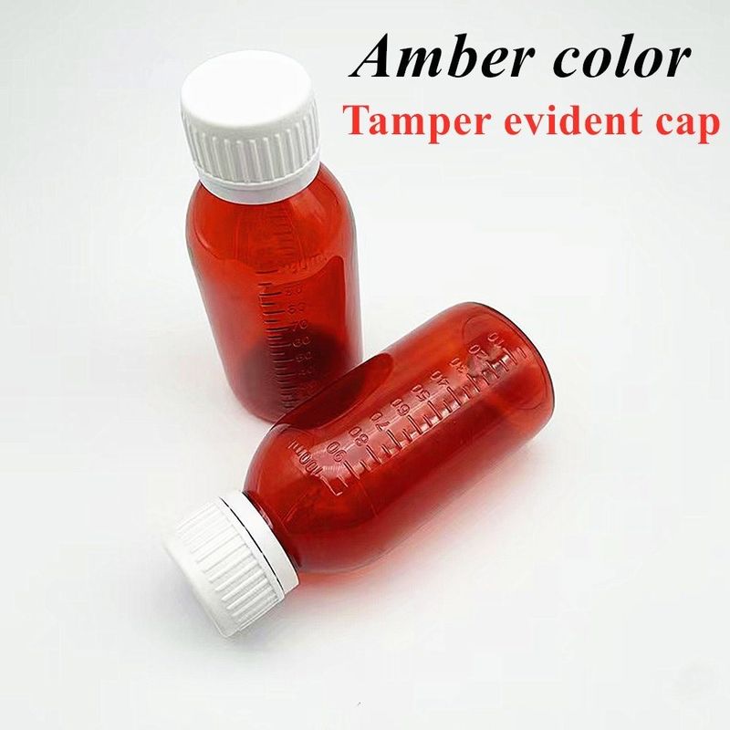 3oz 4oz 5oz Pet İlaç Kapı Amber Yuvarlak İlaç Tıbbi İlaç Oral Sıvı Şuruba Şişe