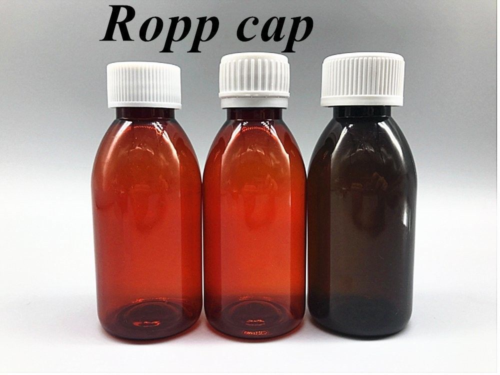 100 ml 120 ml Öksürük Şurubu Şişe Oral Sıvı Plastik Şişe PET Boş Yuvarlak Amber Şurubu Plastik Şişe