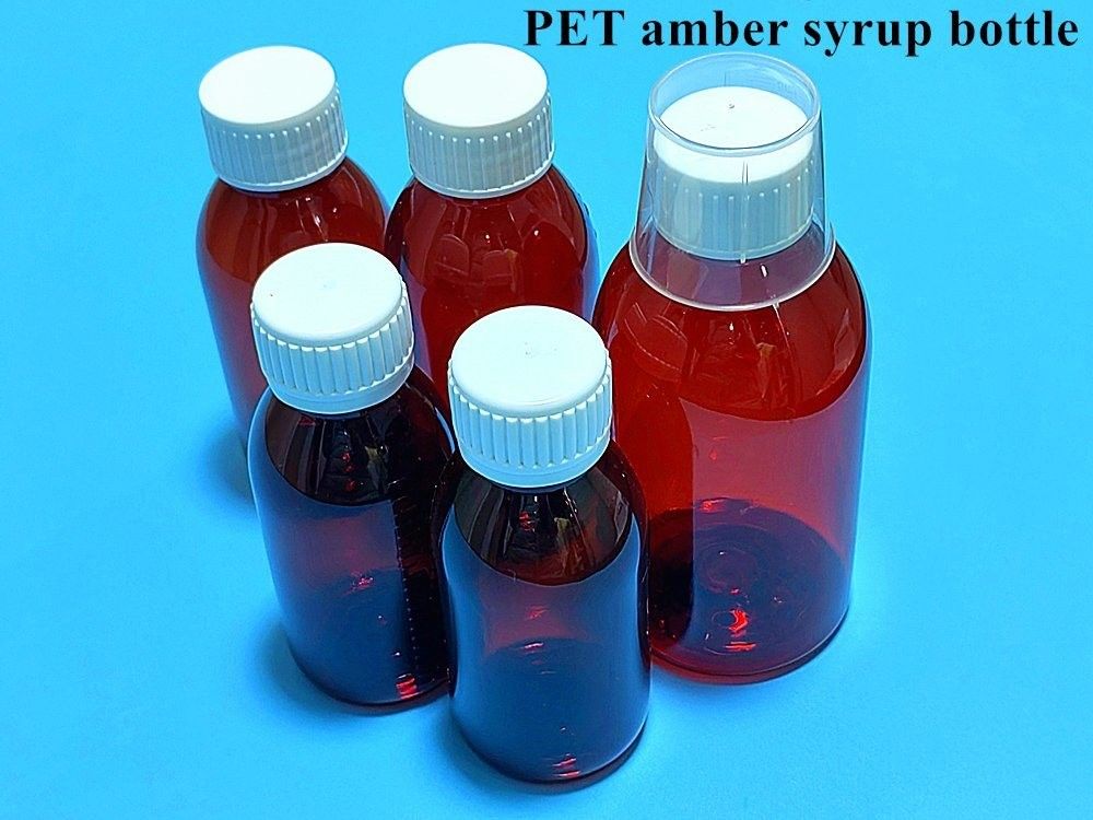 Kahverengi 100ml 120ml PET Şurubu Şişeleri Ağız Sıvısı İçin CRC Filtr Kapaklı
