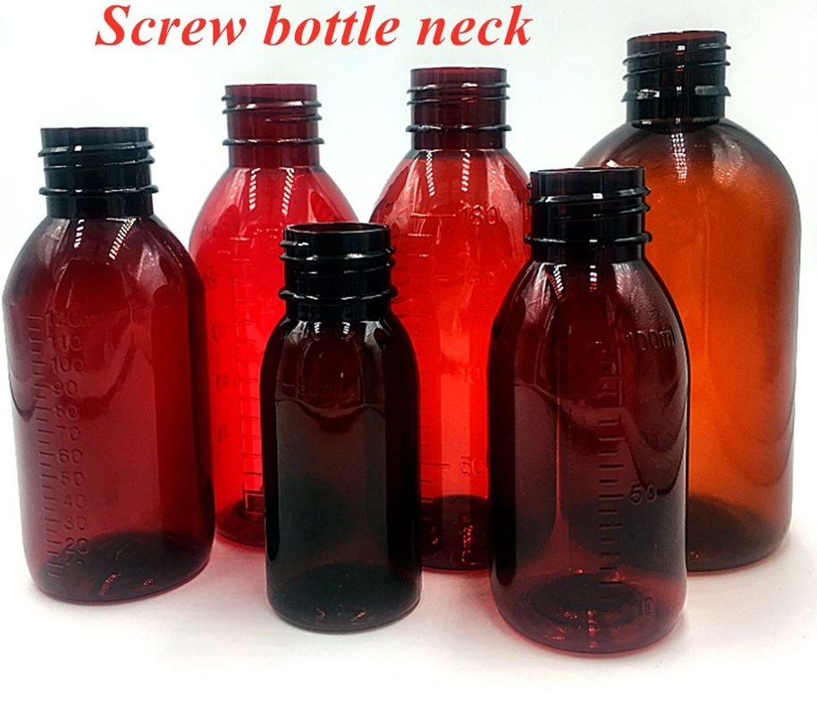 Kahverengi 100ml 120ml PET Şurubu Şişeleri Ağız Sıvısı İçin CRC Filtr Kapaklı