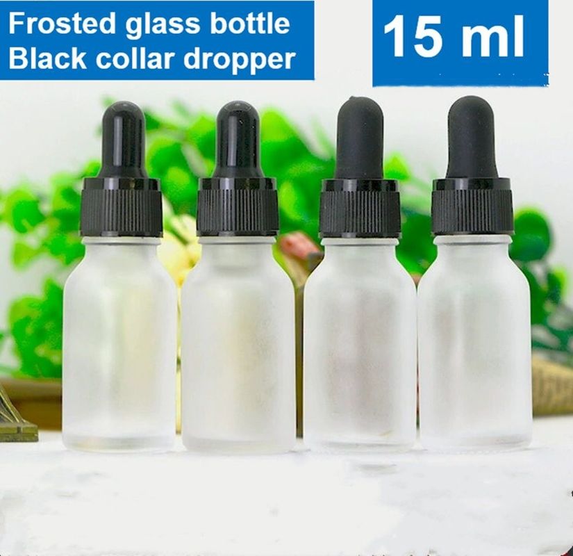 5ml 10ml 15ml 20ml 30ml 1oz boş Essential Oil şişesi Beyaz Dondurulmuş Cam Damla Şişe Altın Yüzük Damla Kapaklı