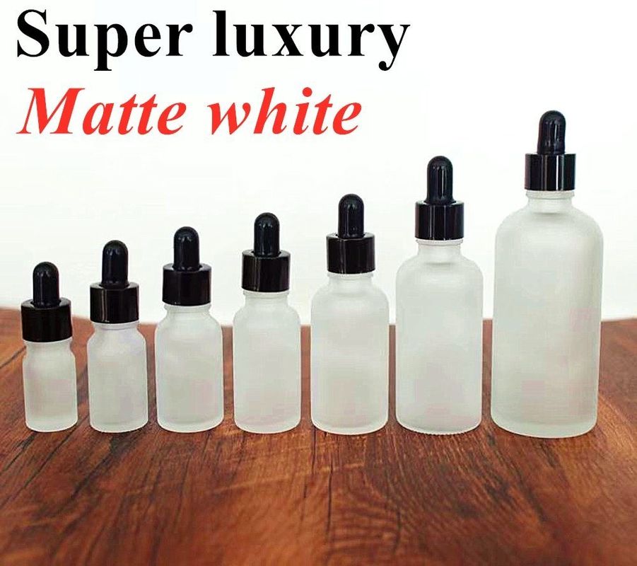 Lüks 15ml 20ml 30ml 50ml Boş Önemli Yağ Mat Beyaz Dondurulmuş kehribar Önemli Yağ Cam Damla Şişe