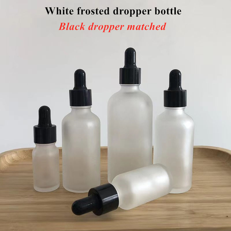 1 oz 2 oz 5ml 10ml 20ml 30ml 50ml 100ml Esse için Beyaz Dondurulmuş Siyah Cam Damla Şişesi