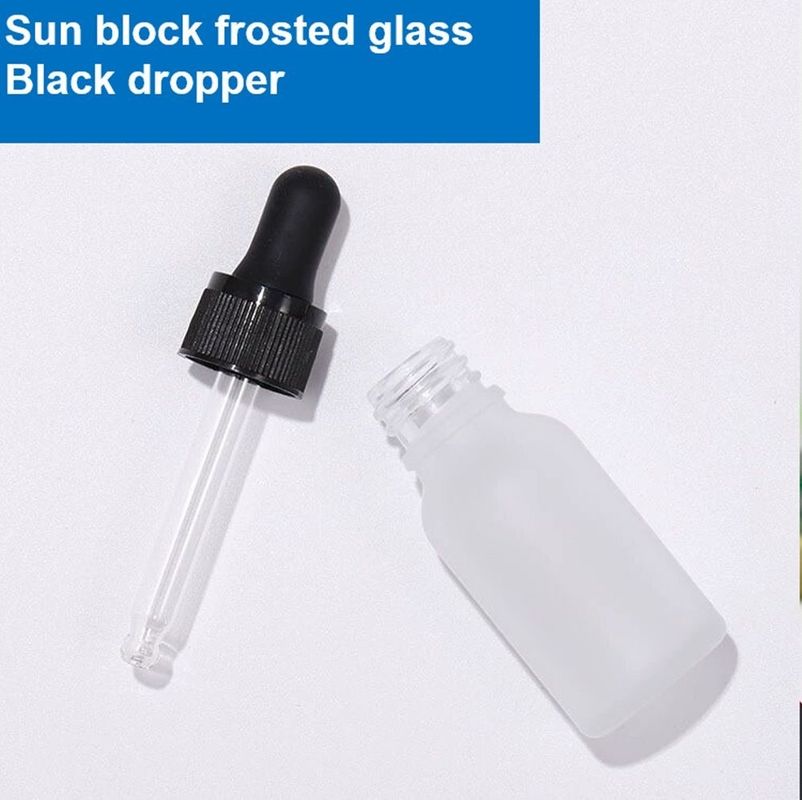 Lüks 1 oz 2 oz 10ml 15ml 20ml 30ml 50ml Boş yuvarlak deri bakım serum Essential Oil Eye White Frosted Glass Dropper Flask