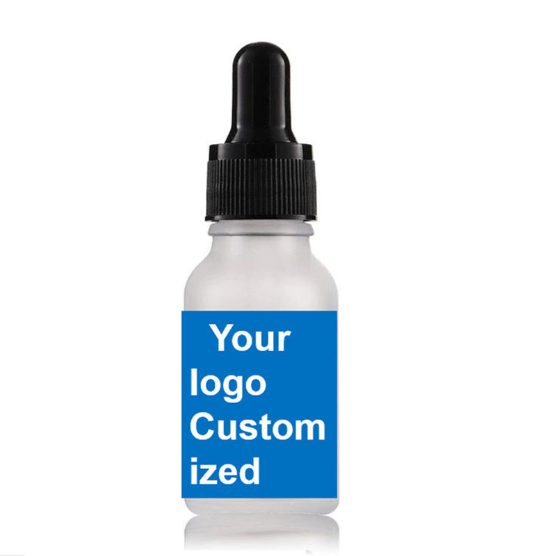 Lüks 1 oz 2 oz 10ml 15ml 20ml 30ml 50ml Boş yuvarlak deri bakım serum Essential Oil Eye White Frosted Glass Dropper Flask