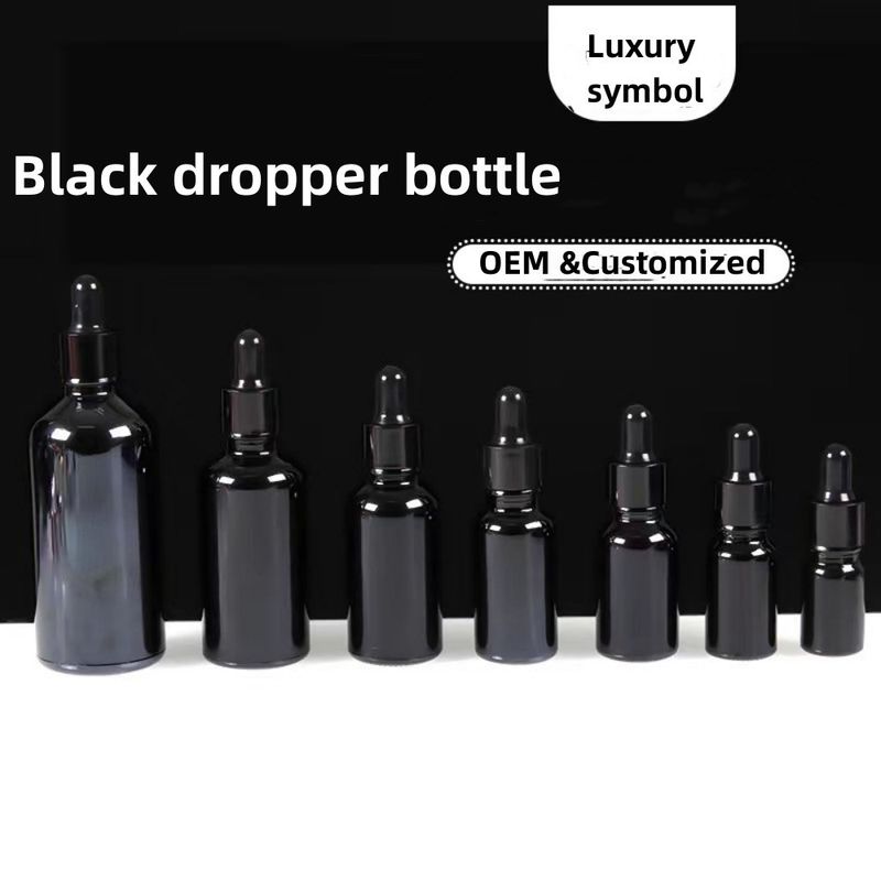 5ml 10ml 15ml 30ml koyu mor cam serum şişesi cilt bakımı kozmetik ambalajı pipet kapağı olan cam damlatıcı şişe