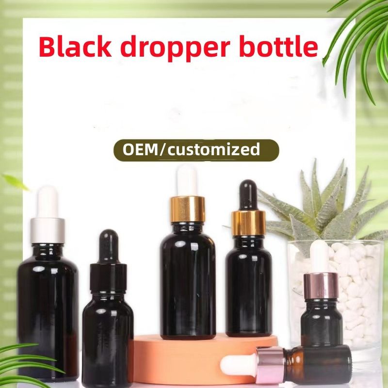 Cümle Fiyatlı 5ml 10ml 15ml 20ml 30ml 50ml Boş Siyah Renkli Cam Esseriyel Yağ Şişeleri Damla ile