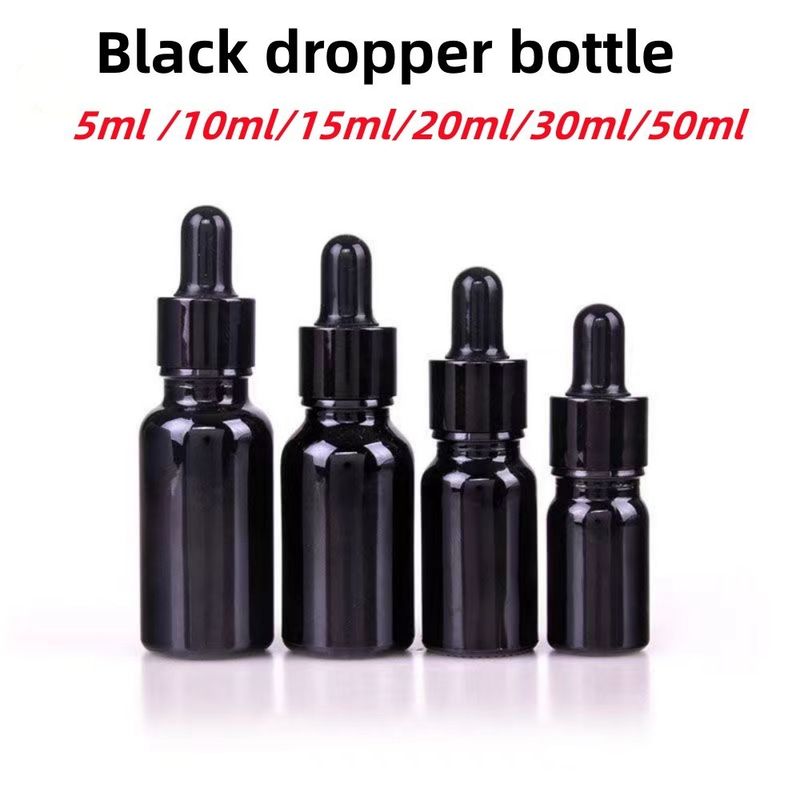Cümle Fiyatlı 5ml 10ml 15ml 20ml 30ml 50ml Boş Siyah Renkli Cam Esseriyel Yağ Şişeleri Damla ile