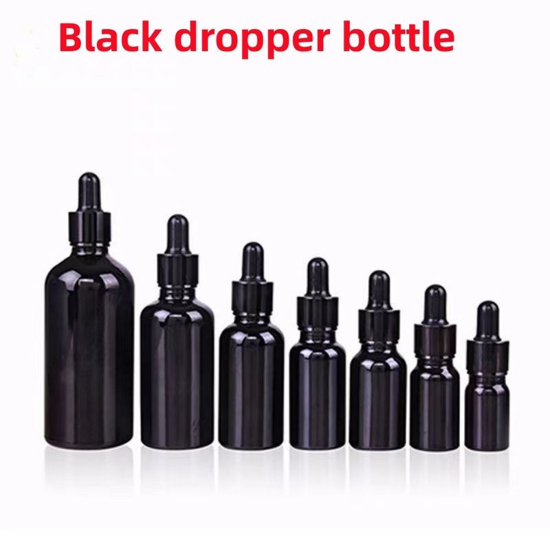 Cümle Fiyatlı 5ml 10ml 15ml 20ml 30ml 50ml Boş Siyah Renkli Cam Esseriyel Yağ Şişeleri Damla ile