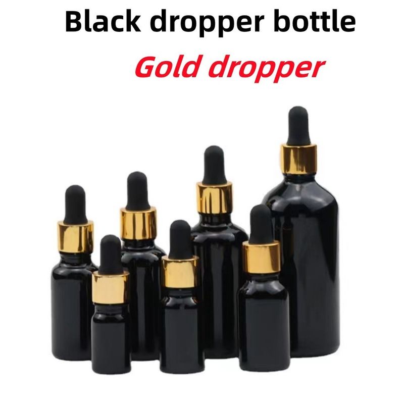 Cümle Fiyatlı 5ml 10ml 15ml 20ml 30ml 50ml Boş Siyah Renkli Cam Esseriyel Yağ Şişeleri Damla ile