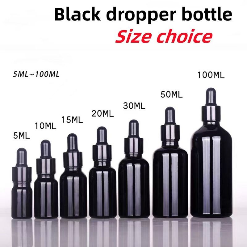 10ml 20ml 30ml 50ml Siyah Cam Damla Şişe Şişe Essential Oil Cam Şişe Çocuklara karşı koruyucu cam şişe