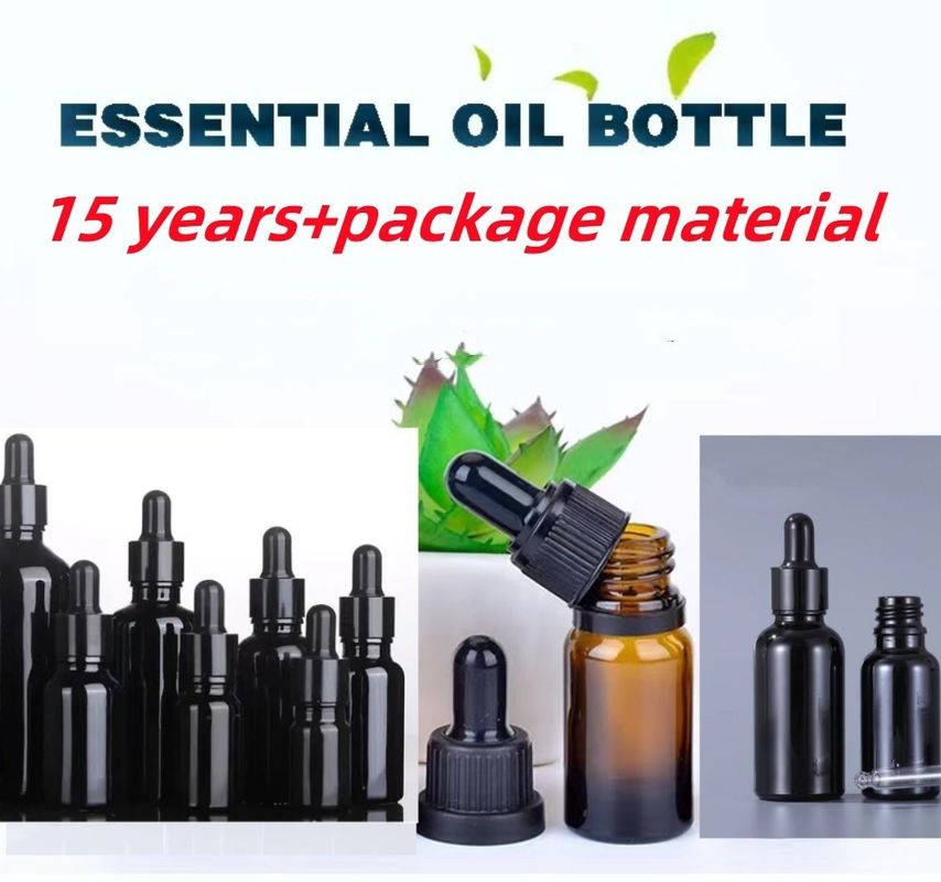 10ml 20ml 30ml 50ml boş yuvarlak Esansyel Yağ Şişesi Parlak Siyah Cam Damla Şişe Kalibreli Cam Pijetle