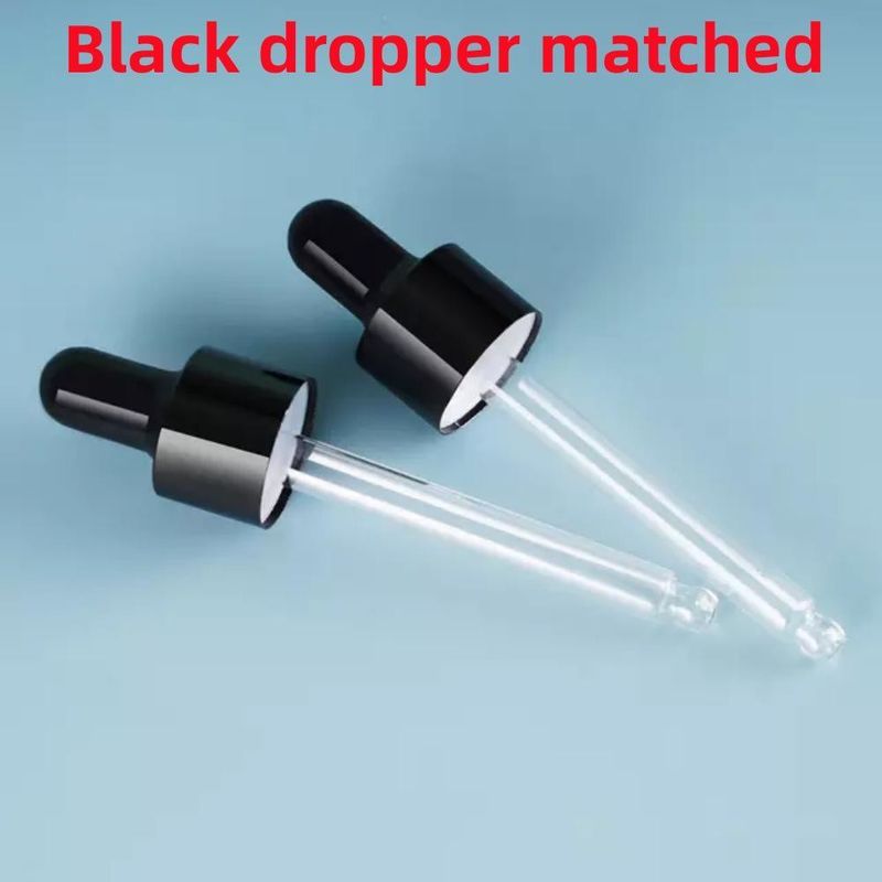 5ml 10ml 15ml 20ml Esanslı Yağ Serumu Düz Omuz Yuvarlak Parlak Esanslı Yağ Şişesi Siyah Cam Damla Şişe