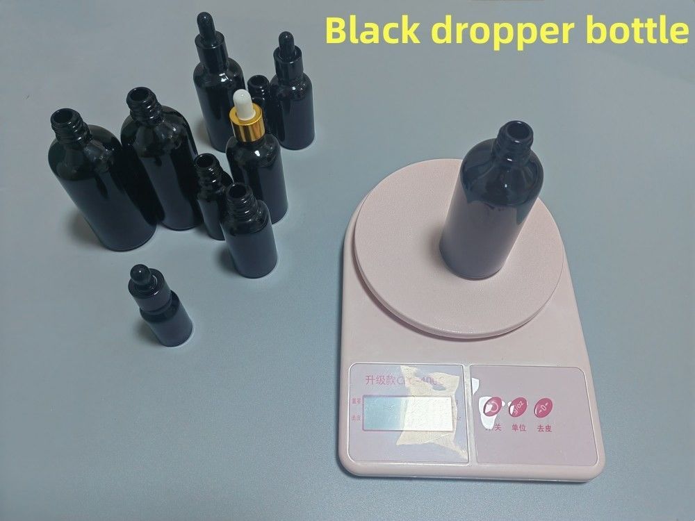 5ml 10ml 15ml 20ml Esanslı Yağ Serumu Düz Omuz Yuvarlak Parlak Esanslı Yağ Şişesi Siyah Cam Damla Şişe