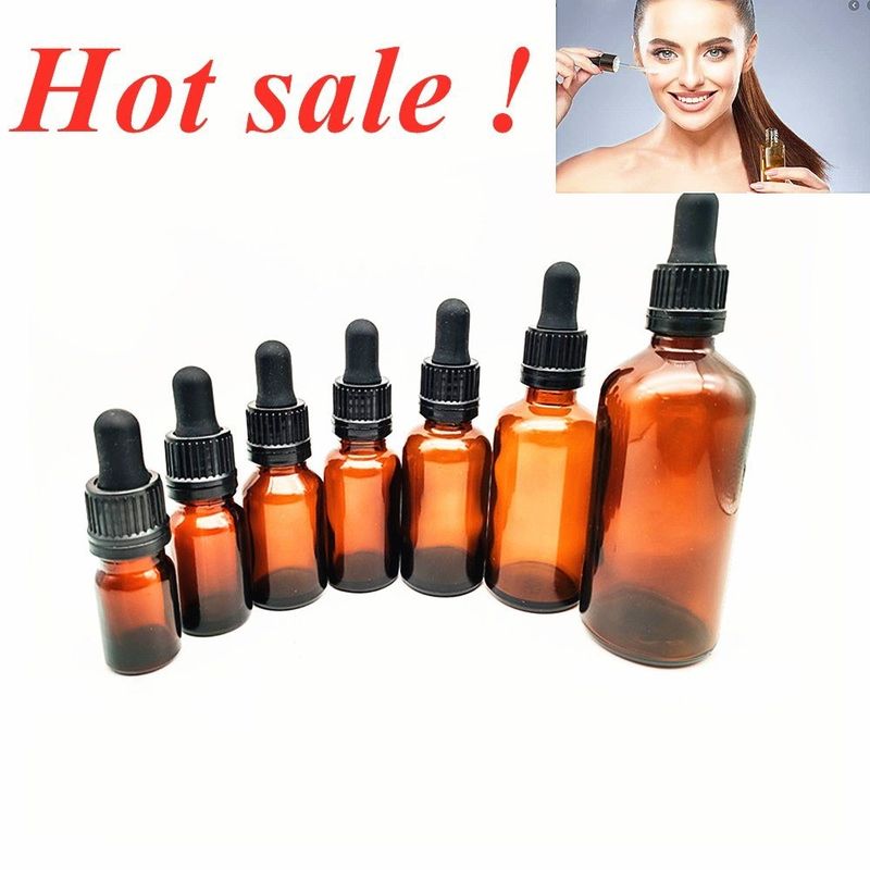 Essential Oil Packaging 1OZ 2OZ 20ml 30ml 50ml Amber Essential Oil Serum Çocuk Koruma Kapalı Cam Damla Şişe
