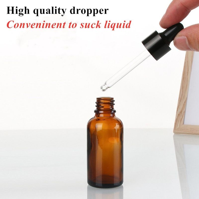 Essential Oil Packaging 1OZ 2OZ 20ml 30ml 50ml Amber Essential Oil Serum Çocuk Koruma Kapalı Cam Damla Şişe