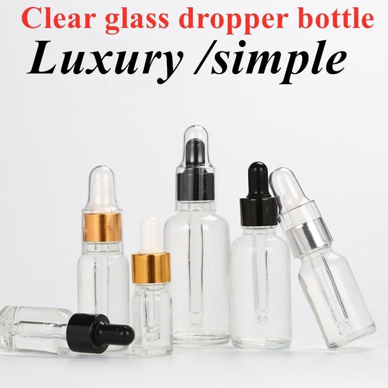 15 ml 20 ml 50 ml 100 ml lüks boş Açık Şeffaf Serum saç Essential Oil Glass Dropper Flask
