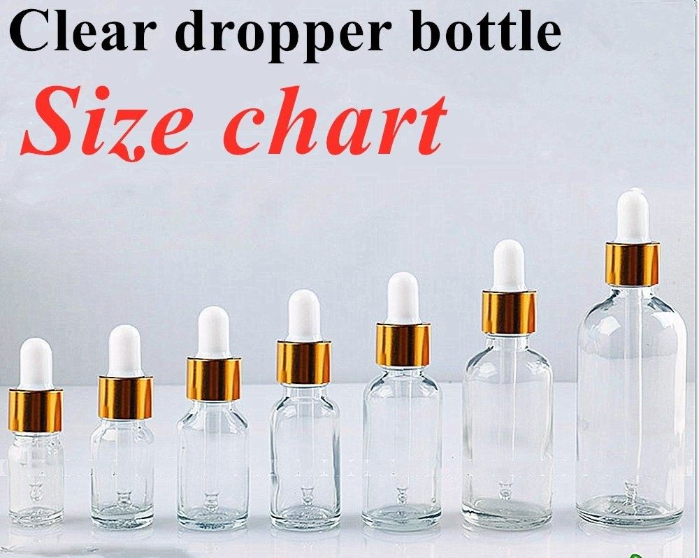 15 ml 20 ml 50 ml 100 ml lüks boş Açık Şeffaf Serum saç Essential Oil Glass Dropper Flask