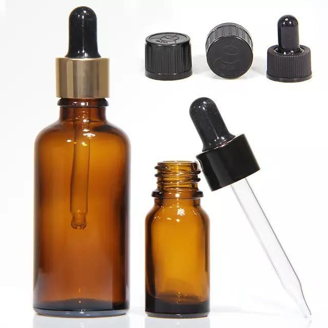 10ml 20ml 30ml 50ml Mini Yuvarlak Boş Kozmetik Cam Essential Oil Plastik Siyah Damlalı Şişe