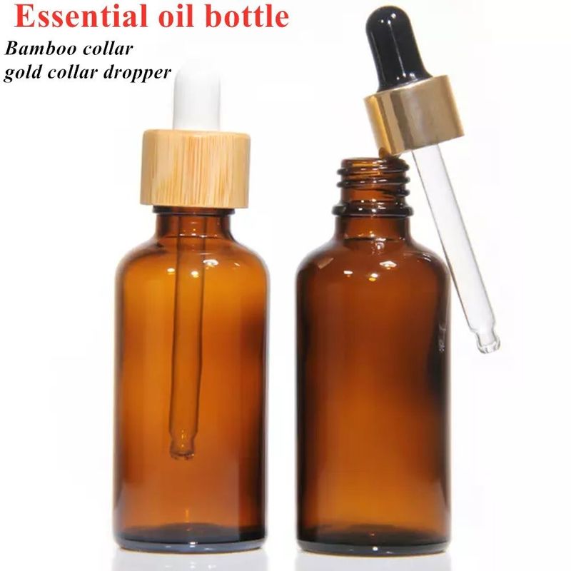 30ml 50ml 60ml 100ml Saç Yağı Serum Sakal Yağı Amber Kahverengi boş yuvarlak esanslı yağ Cam Damla Şişe