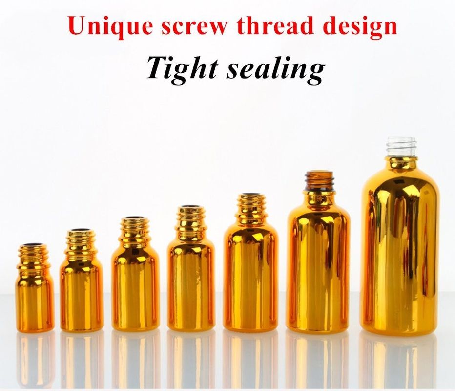 Lüks Parlak 30ml 50ml 60ml Altın UV Elektroplat Serum altın cam Essential Oil Glass Dropper Flask Spray Başlı