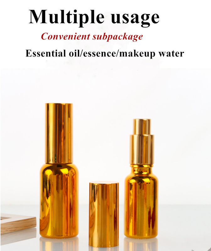 Lüks Parlak 30ml 50ml 60ml Altın UV Elektroplat Serum altın cam Essential Oil Glass Dropper Flask Spray Başlı