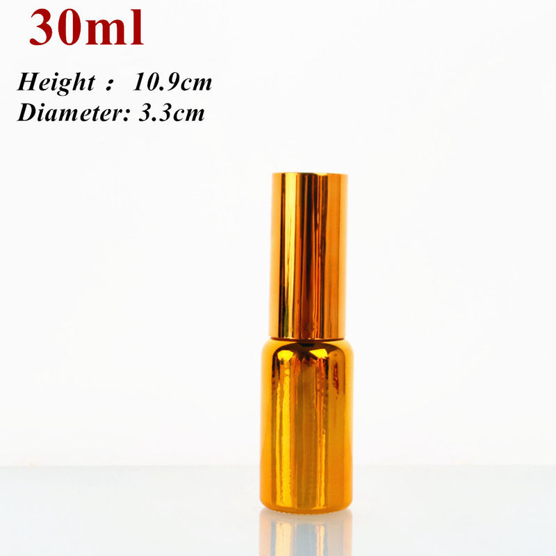 Lüks Parlak 30ml 50ml 60ml Altın UV Elektroplat Serum altın cam Essential Oil Glass Dropper Flask Spray Başlı