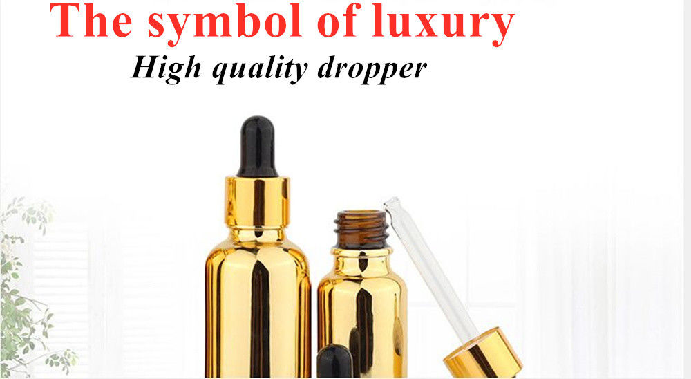 20ml 30ml 50ml Boş Tekrar Kullanılabilir Elektroplating Gold Kozmetik Paket Serum Deri Bakım Fırınları Eteriyel Yağ Cam Damla Şişe